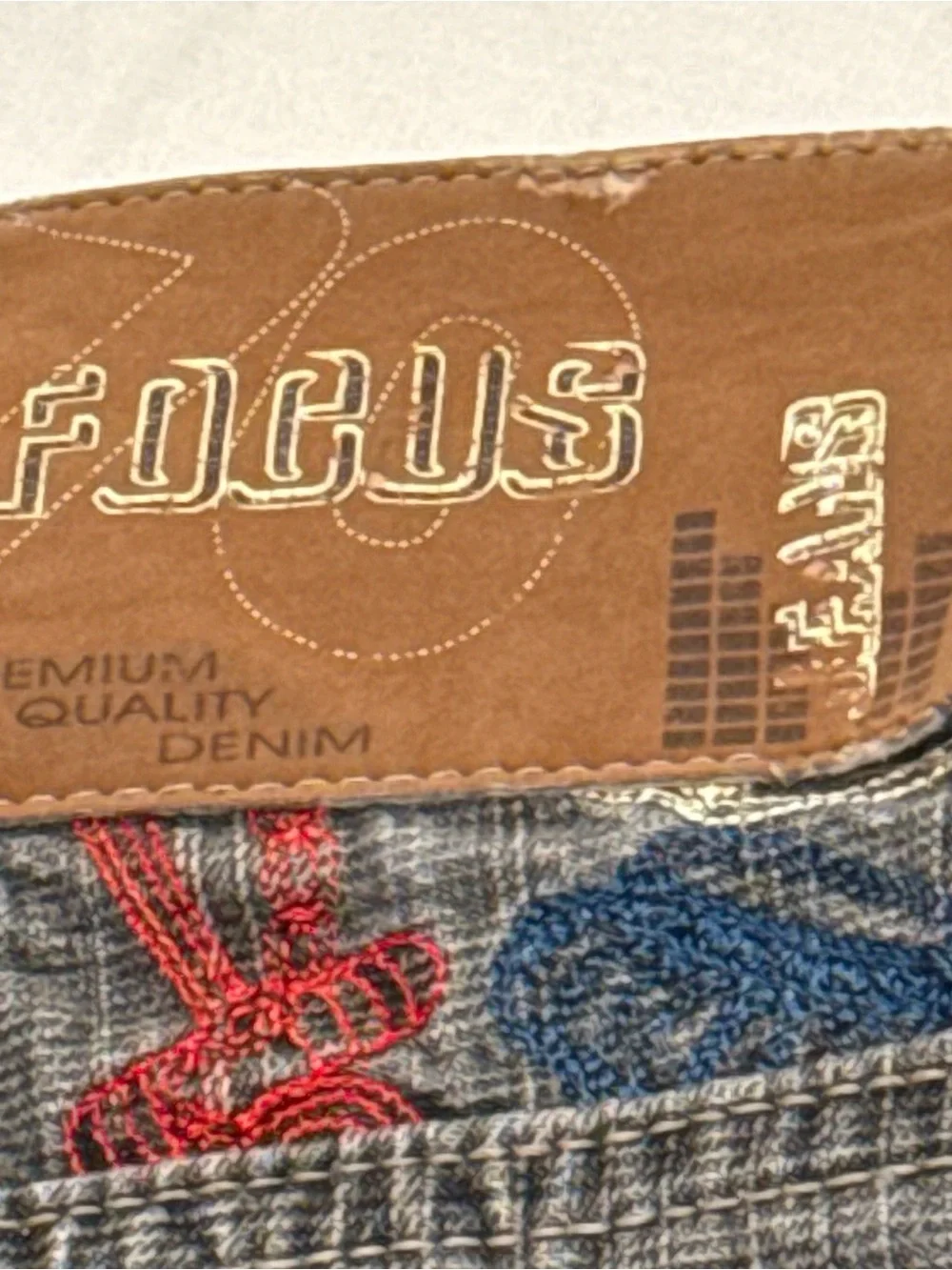 Vintage Y2k Focus 34 Rare Baggy Jean Denim Shorts Grey Stone Wash Flaw No Button